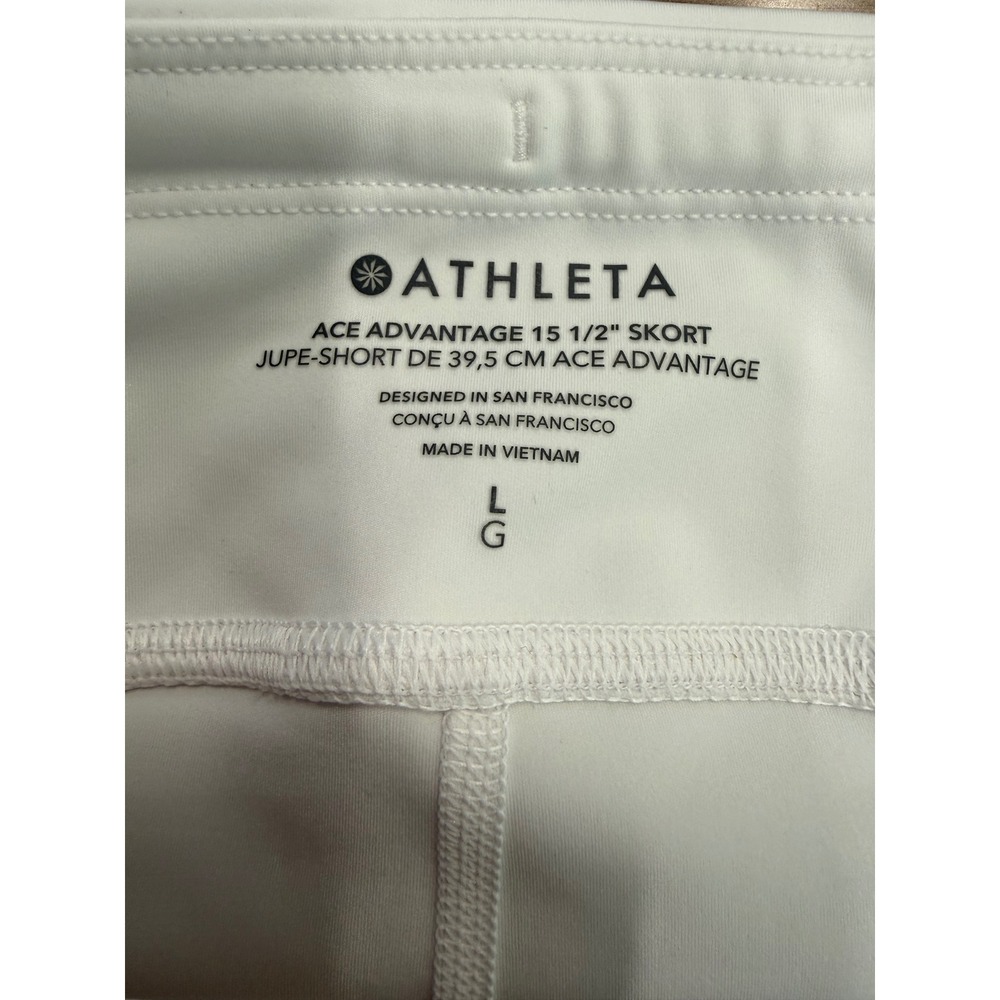 Athleta Ace Advantage 15 1/2 Skort White Tennis Golf Athletic Skirt Womens L - Picture 6 of 10